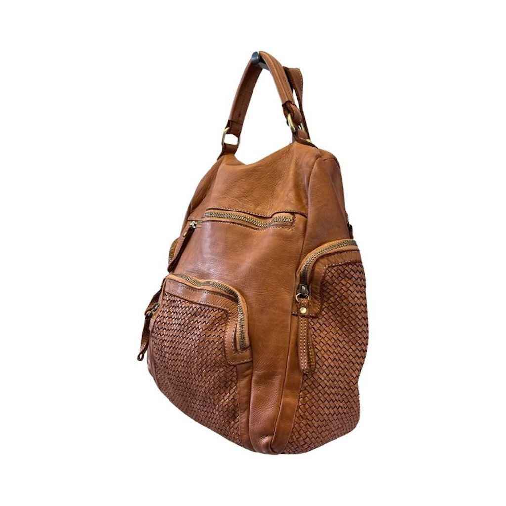 BZNA Bag Svetta Cognac Backpacker Designer Rucksack Damenhandtasche Schultertasche Leder Nappa