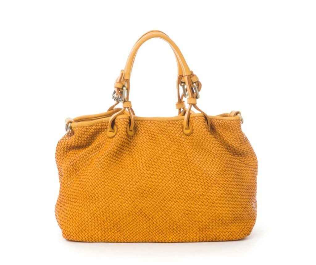 BZNA Bag Erna Gelb Italy Designer geflochten Damen Handtasche Schultertasche Tasche Leder Shopper Neu