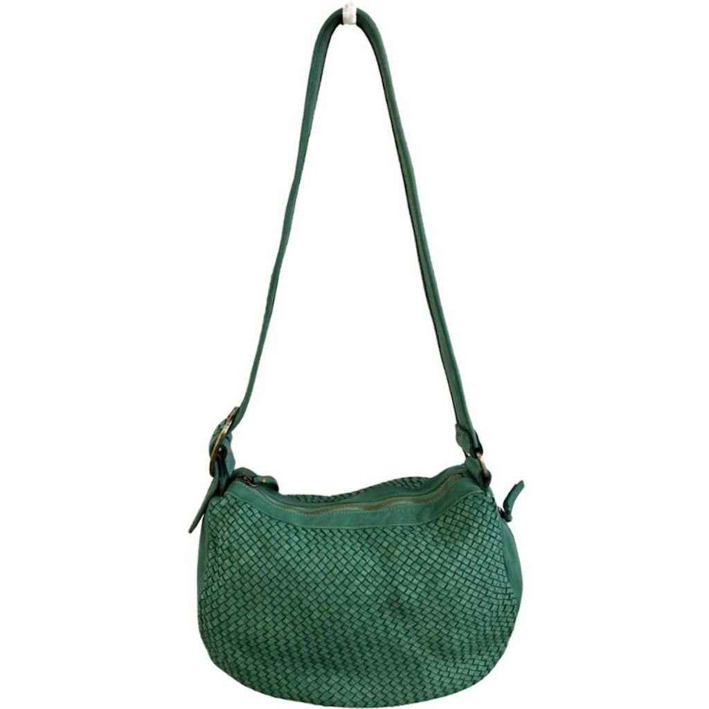 BZNA Schultertasche Bella Medium Grün Brilliant Italy Designer Ledertasche Umhängetasche