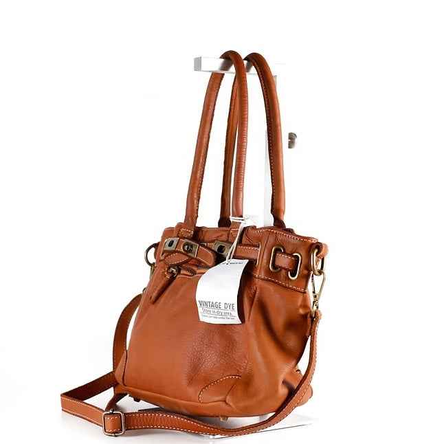 BZNA Bag Mila klein Cognac vintage Italy Designer Business Damen Handtasche Ledertasche Schultertasche Tasche Leder Shopper Neu