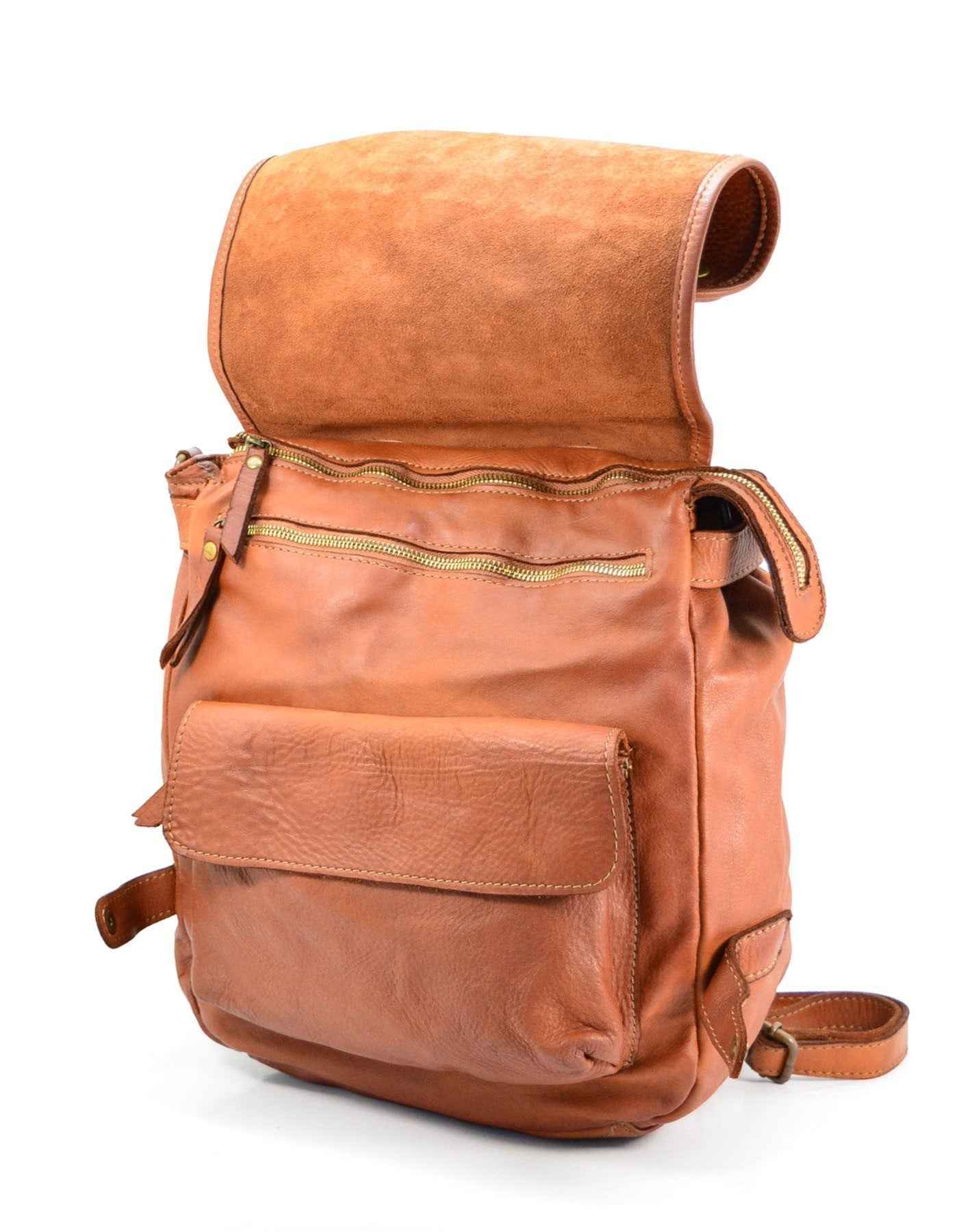 BZNA Bag Anna Cognac Backpacker Designer Rucksack Ledertasche Damenhandtasche