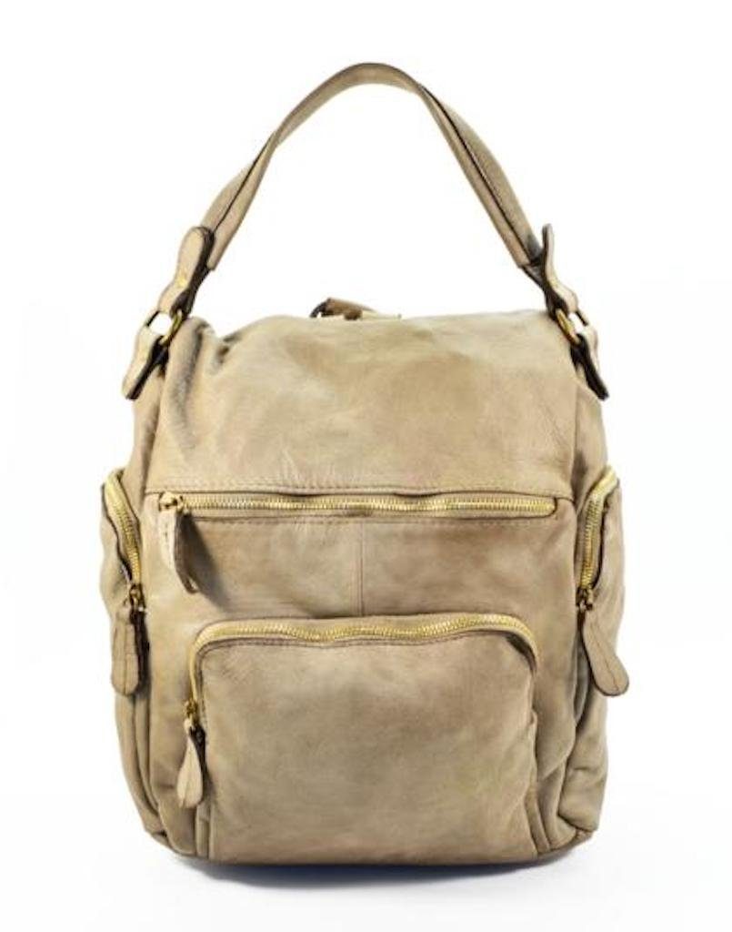 BZNA Bag Stella Taupe Backpacker Designer Rucksack Damenhandtasche Schultertasche Leder Nappa sheep ItalyNeu - B Z N A