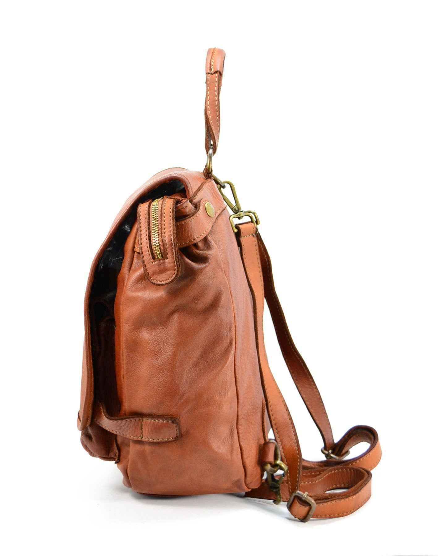 BZNA Bag Anna Cognac Backpacker Designer Rucksack Ledertasche Damenhandtasche