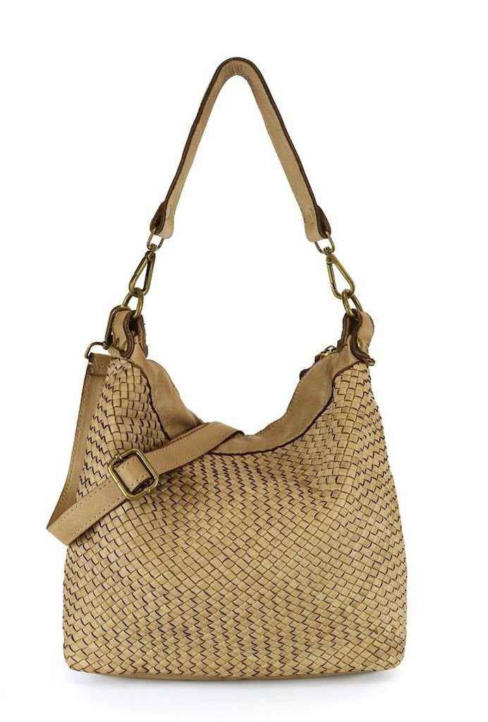 BZNA Bag Briana Taupe Italy Designer Beutel Umhängetasche Damen Handtasche Leder