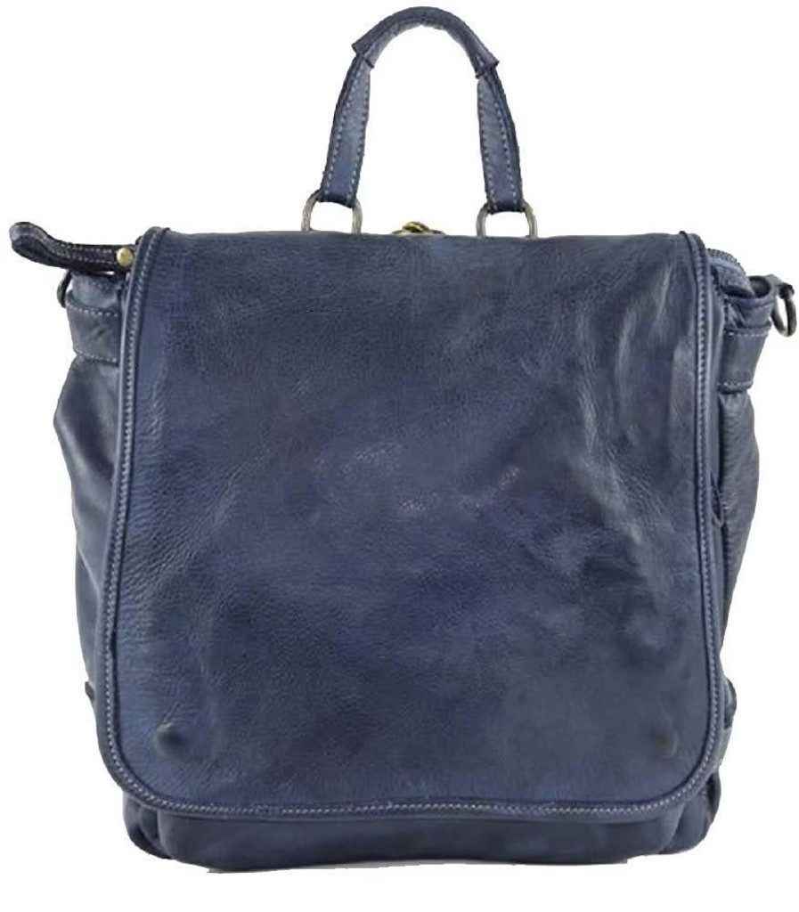 BZNA Bag Anna Blau Backpacker Designer Rucksack Ledertasche Damenhandtasche Schultertasche Leder Nappa sheep ItalyNeu