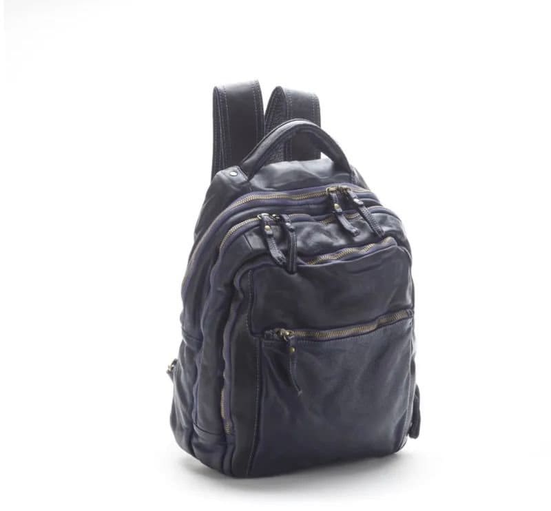 BZNA Bag Bernd Blau Backpacker Designer Rucksack Unisex Ledertasche Schultertasche - B Z N A