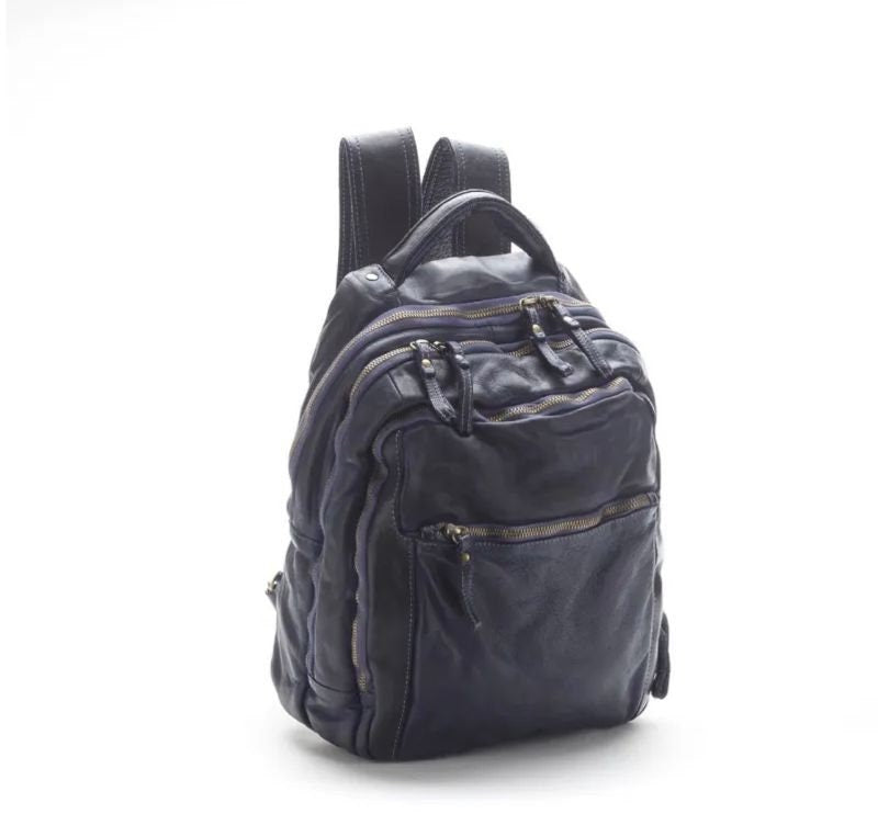 BZNA Bag Bernd Blau Backpacker Designer Rucksack Unisex Ledertasche Schultertasche - B Z N A
