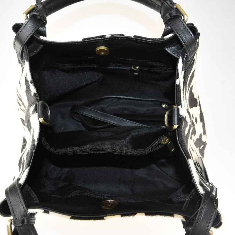BZNA Bag Abby White Black Echtfell Italy Damen Shopper Handtasche Schultertasche Tasche