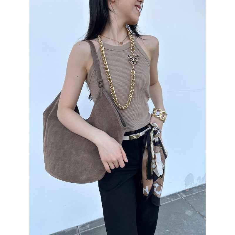 BZNA Bag Tanjia Marrone Wildleder Italy Damen Handtasche Schultertasche Tasche BZNA6033