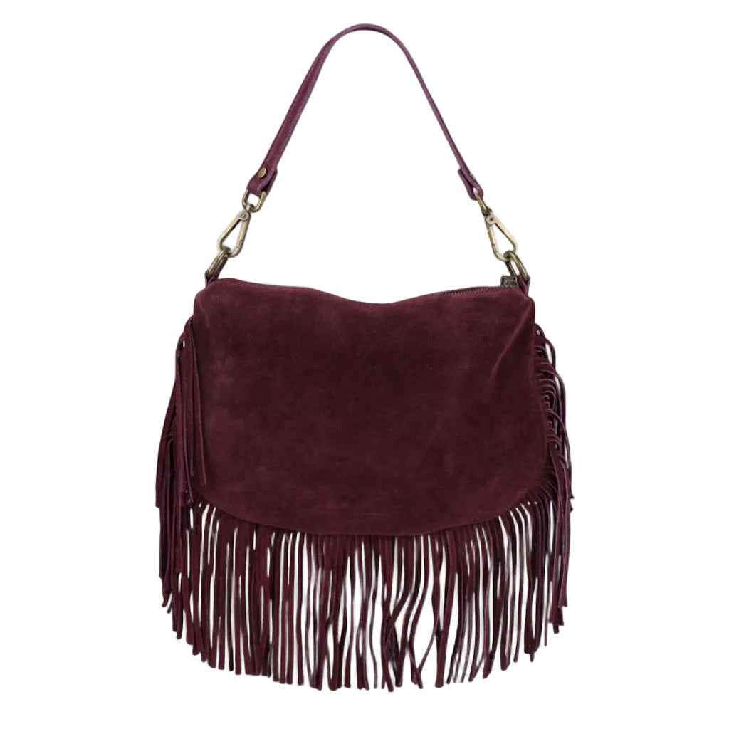 BZNA Bag Siefra Bordeaux Fransen  Schultertasche Designer Damen Handtasche Italy