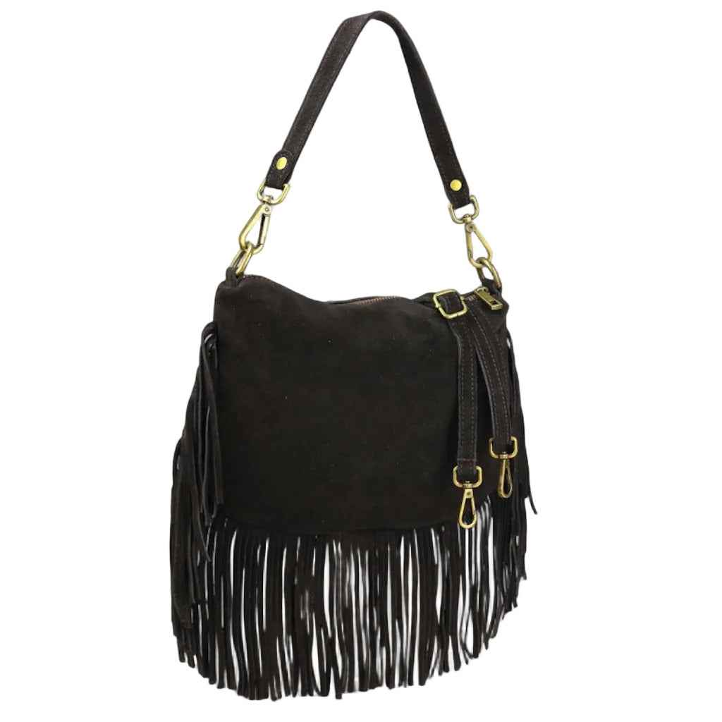 BZNA Bag Siefra Marrone Fransen  Schultertasche Designer Damen Handtasche Italy