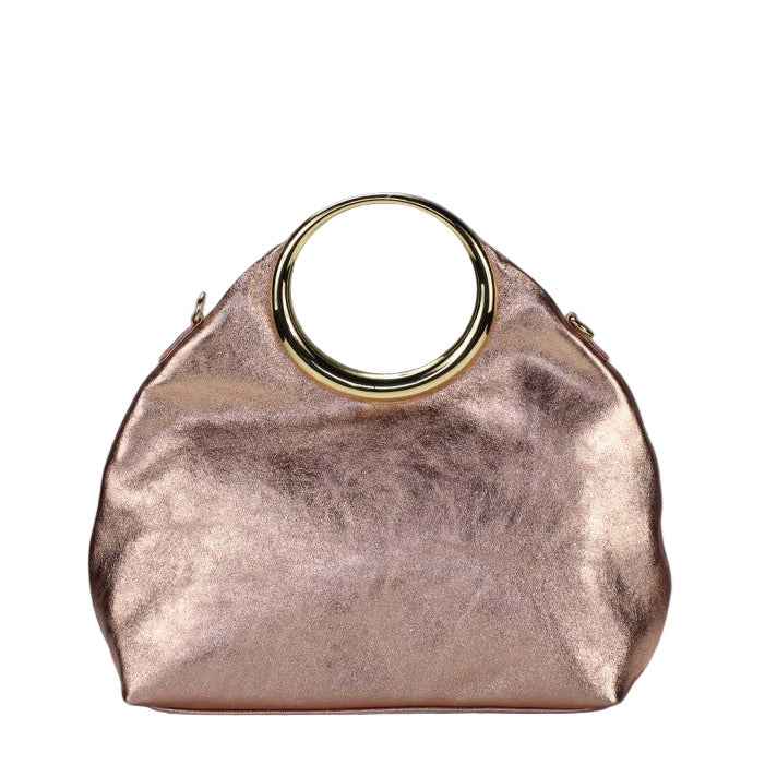 BZNA Bag Bronciana Oro Rosa Metalicca Leder Italy Damen  Handtasche Schultertasche Tasche