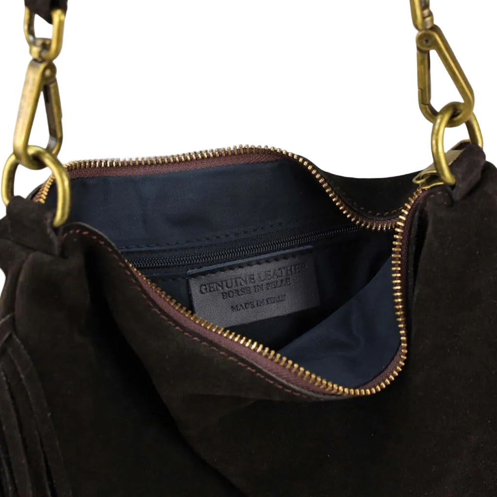 BZNA Bag Siefra Schwarz Fransen  Schultertasche Designer Damen Handtasche Italy - B Z N A