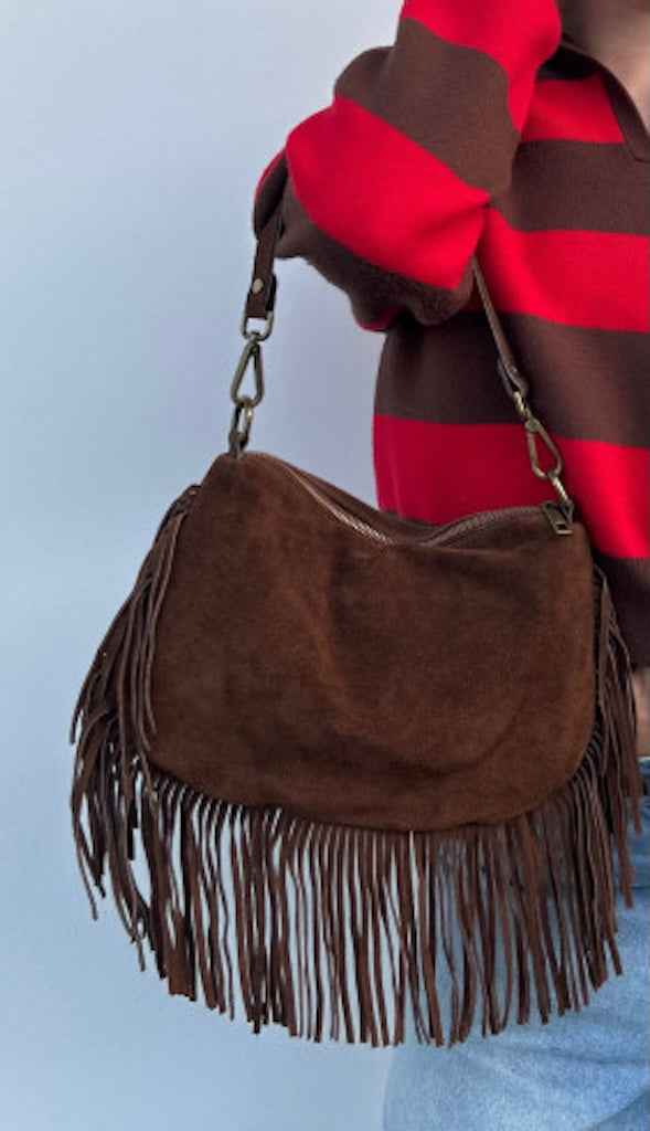 BZNA Bag Siefra Grün Fransen  Schultertasche Designer Damen Handtasche Italy