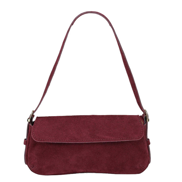 BZNA Bag Elli Bordeaux Wildleder Leder Italy Damen Clutch Handtasche Schultertasche - B Z N A
