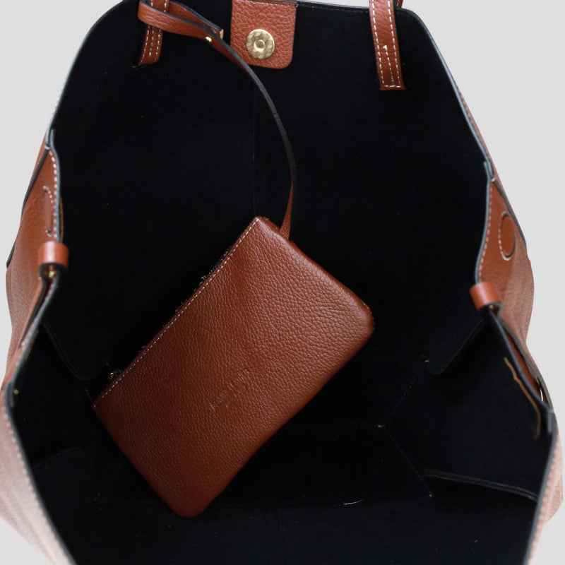BZNA Bag Funny Marrone Leder Italy Damen Shopper Handtasche Schultertasche Tasche