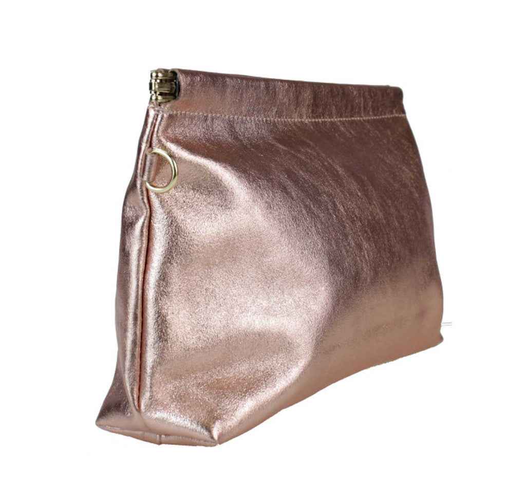 BZNA Bag Zoey Oro Rosa Metalicca Leder Italy Damen Clutch Handtasche Schultertasche