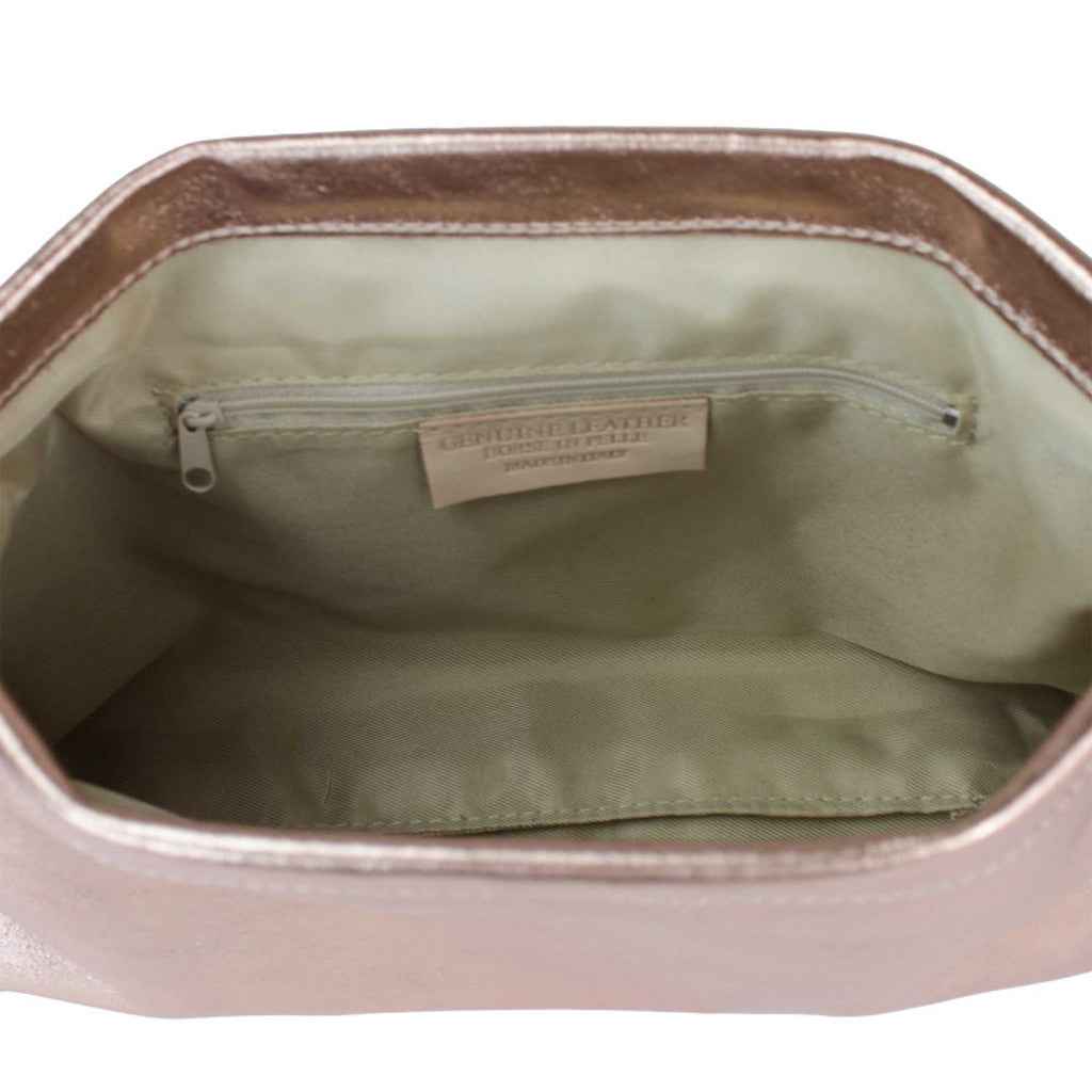 BZNA Bag Zoey Bordeaux Metalicca Leder Italy Damen Clutch Handtasche Schultertasche