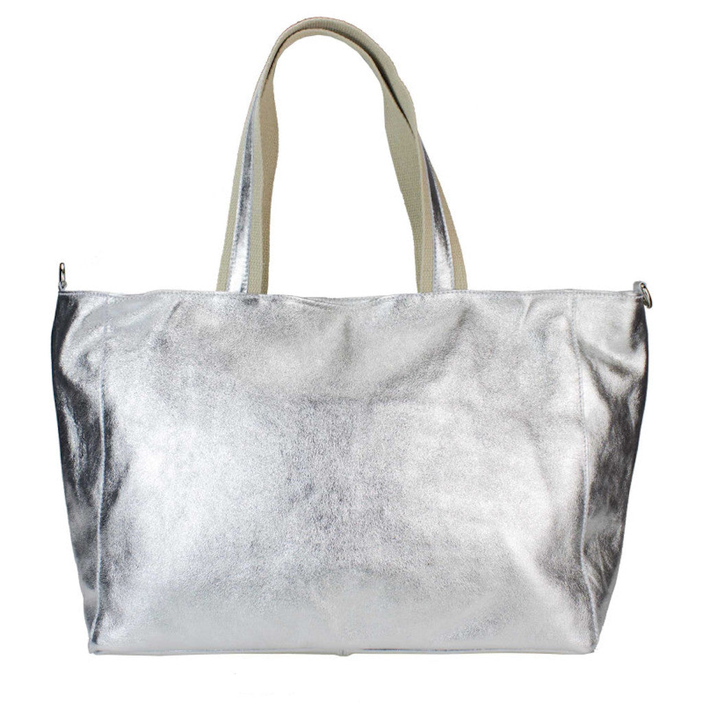 BZNA Bag Yemina Argento  Metalicca Leder Italy Damen Handtasche Schultertasche Shopper - B Z N A