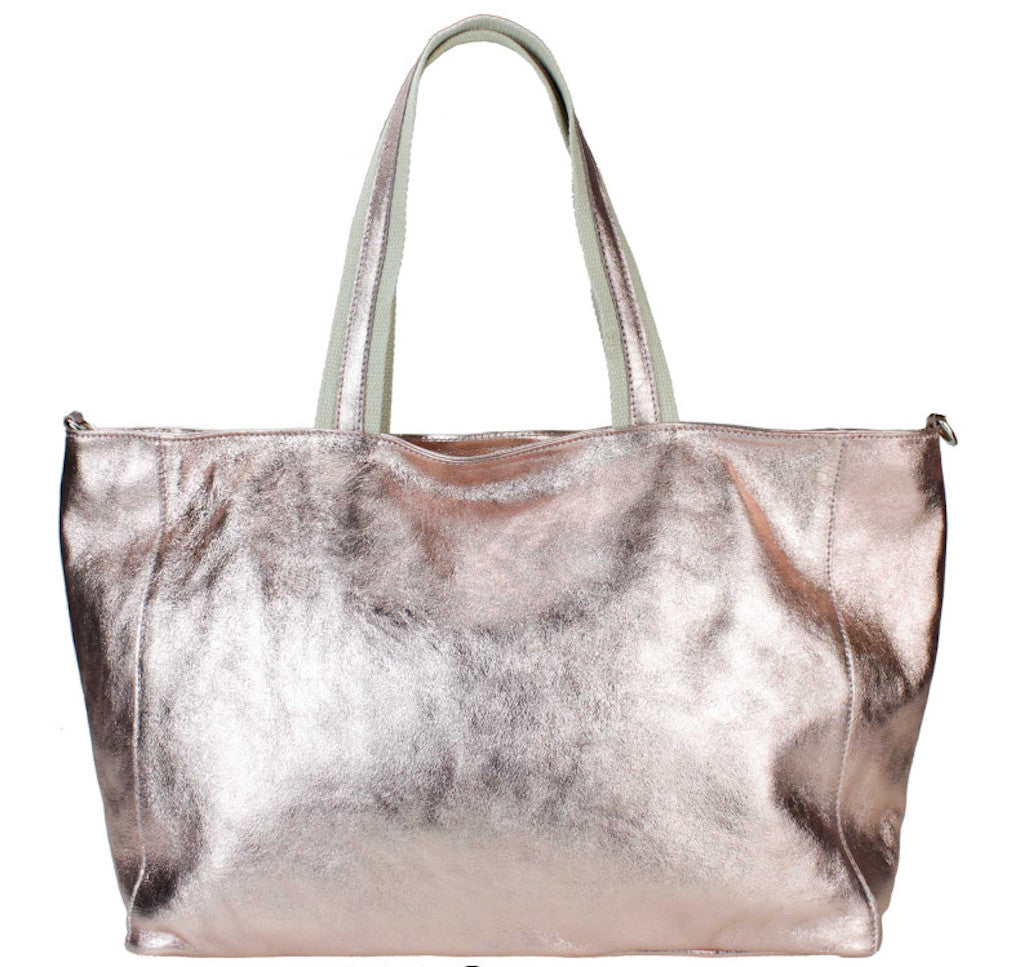 BZNA Bag Yemina Oro Rosa Metalicca Leder Italy Damen Handtasche Schultertasche Shopper - B Z N A