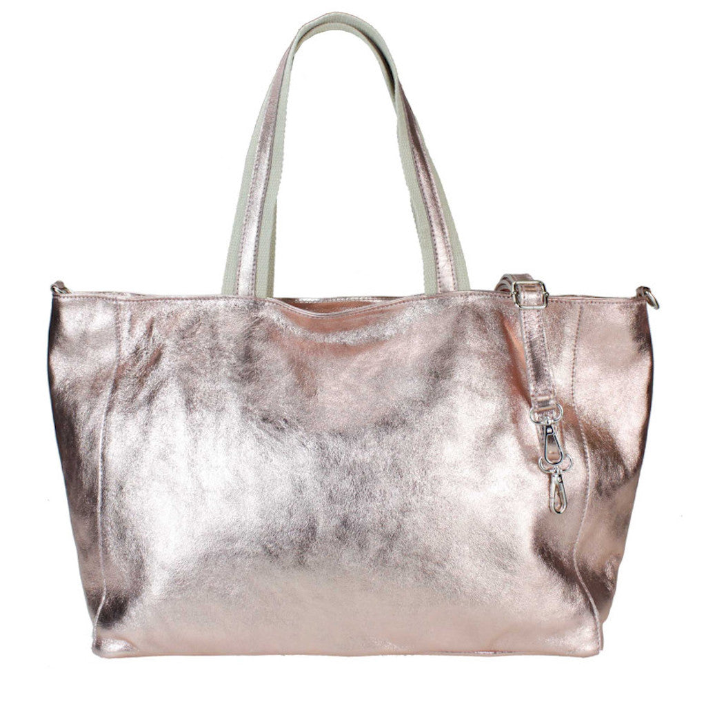 BZNA Bag Yemina Oro Rosa Metalicca Leder Italy Damen Handtasche Schultertasche Shopper - B Z N A