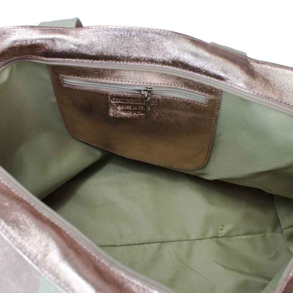 BZNA Bag Yemina Verde Militare Metalicca Leder Italy Damen Handtasche Schultertasche Shopper