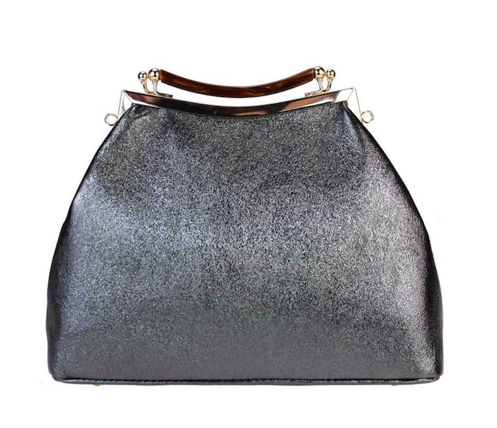 BZNA Bag Xavienne Ferro Metalicca Leder Italy Damen Clutch Handtasche Schultertasche