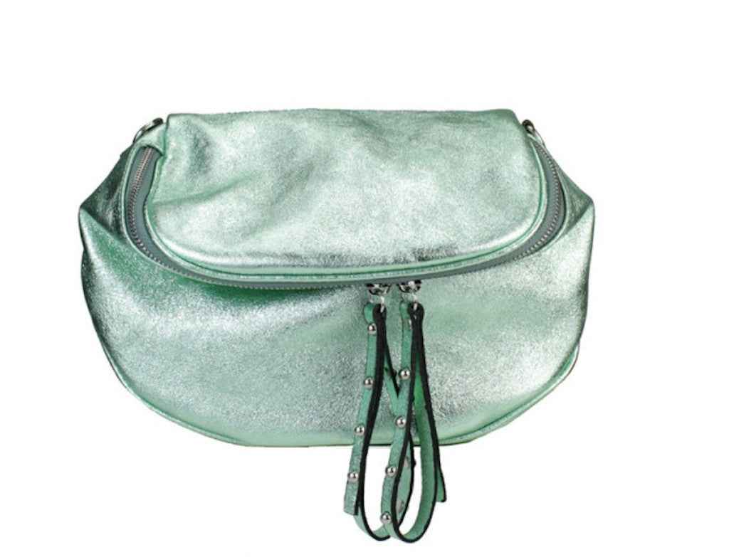 BZNA Bag Yael Menta Metalicca Leder Italy Damen Funny Bag Clutch Handtasche Schultertasche