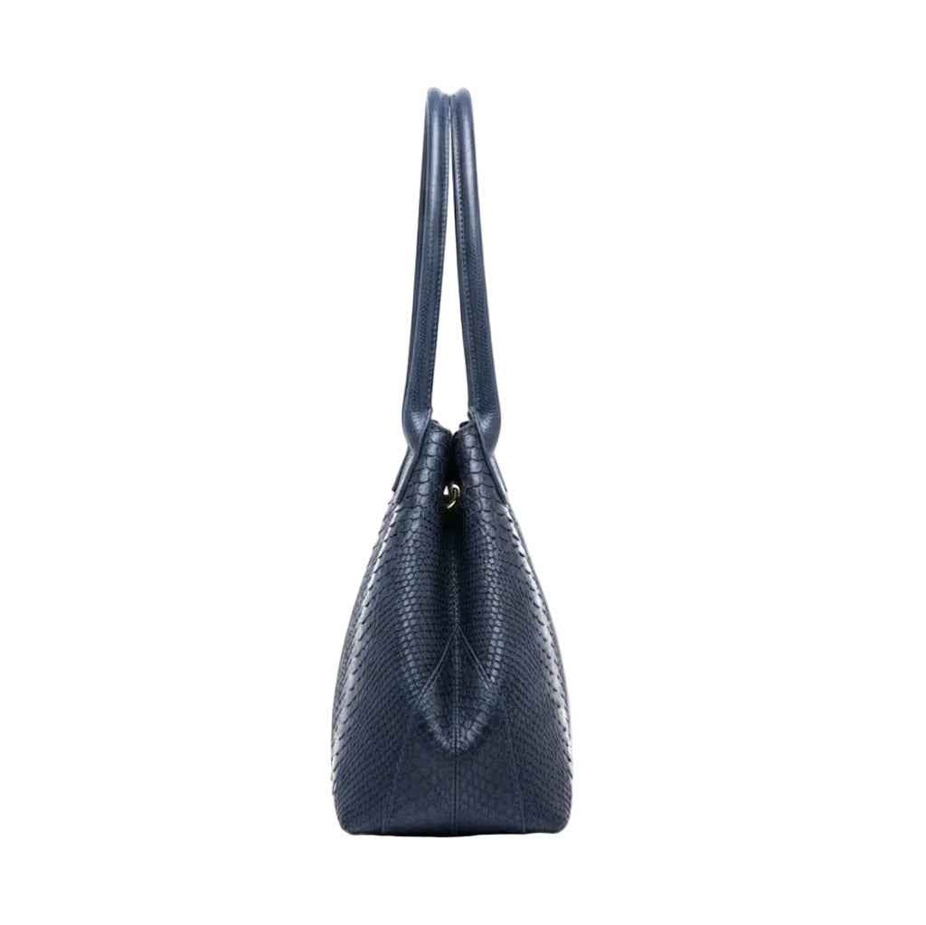 BZNA Bag Ladasha Marineblau Snake Prägung Leder Italy Damen Shopper Handtasche Schultertasche Tasche