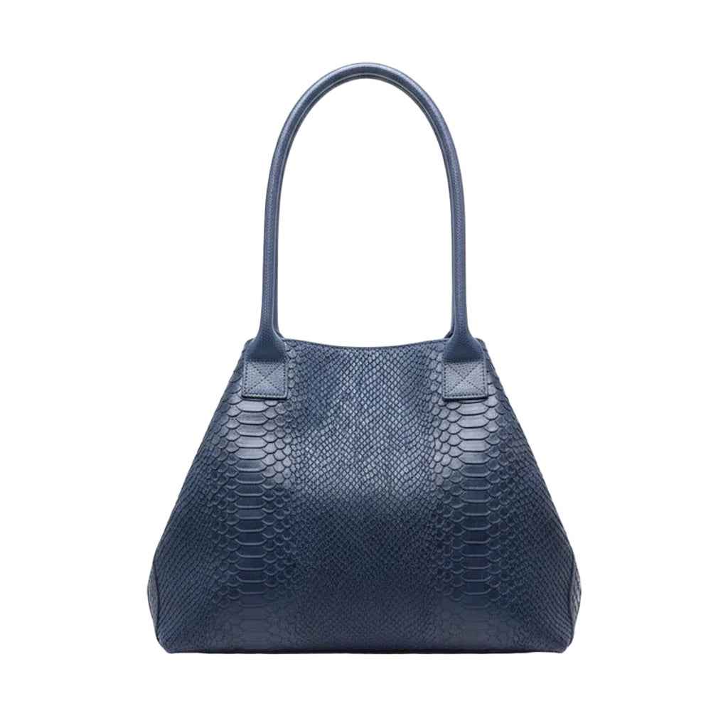 BZNA Bag Ladasha Marineblau Snake Prägung Leder Italy Damen Shopper Handtasche Schultertasche Tasche