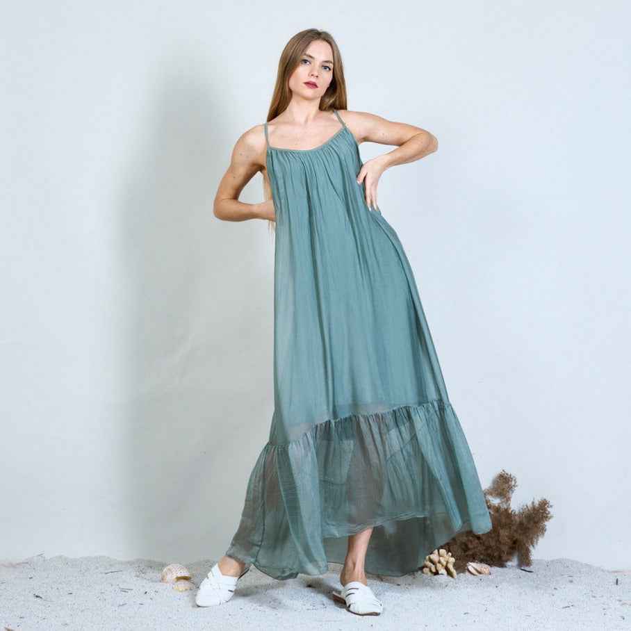 BZNA Ibiza Kleid Rückenfreies Seidenchiffon Langes Kleid Seidenkleid oneSize