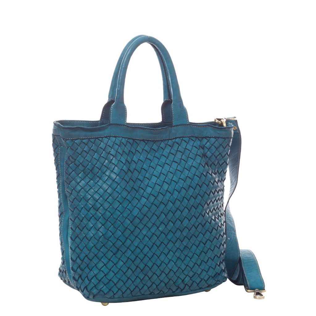 BZNA Bag Roma Petrol Italy Designer Damen Handtasche Tasche Leder Shopper