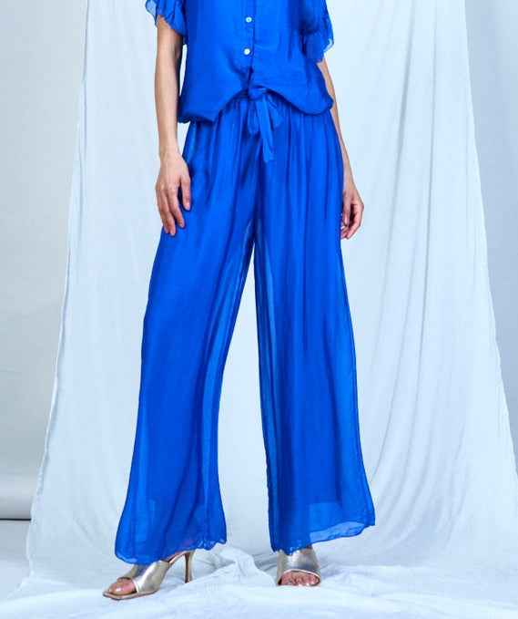 BZNA Hose mit Seide Fließende elastische Taille Chiffon Seidenhose Onesize