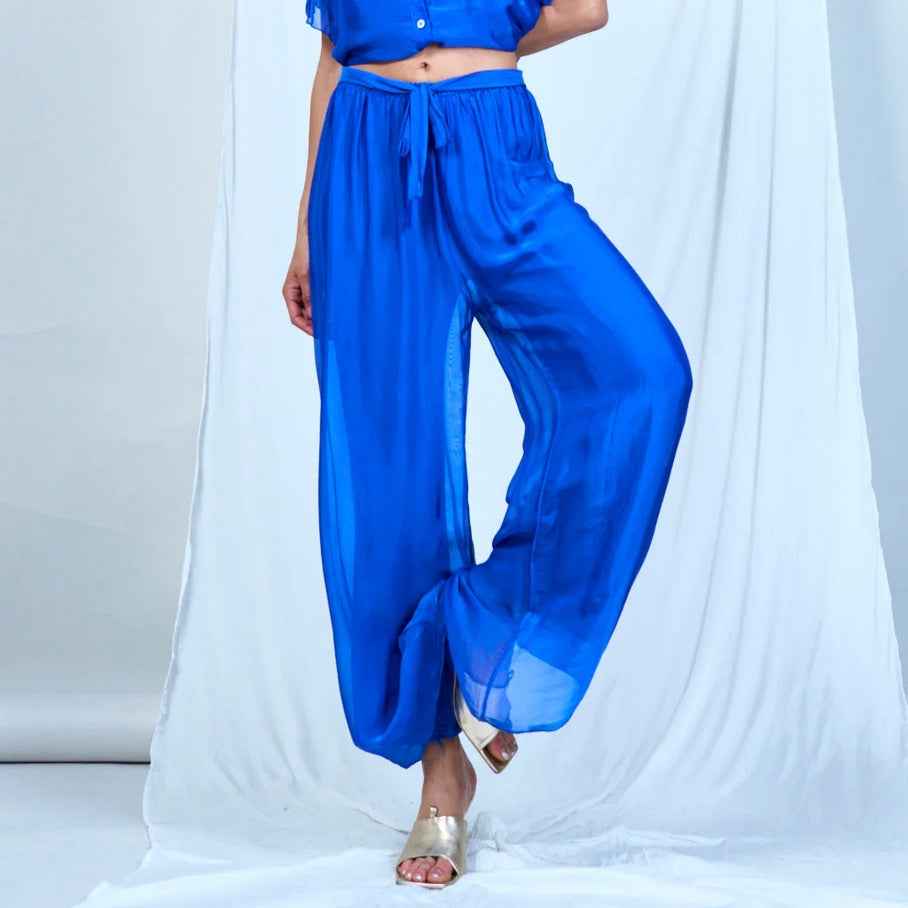 BZNA Hose mit Seide Fließende elastische Taille Chiffon Seidenhose Onesize