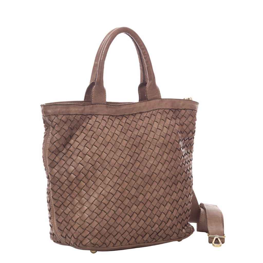 BZNA Bag Roma Taupe Italy Designer Damen Handtasche Tasche Leder Shopper