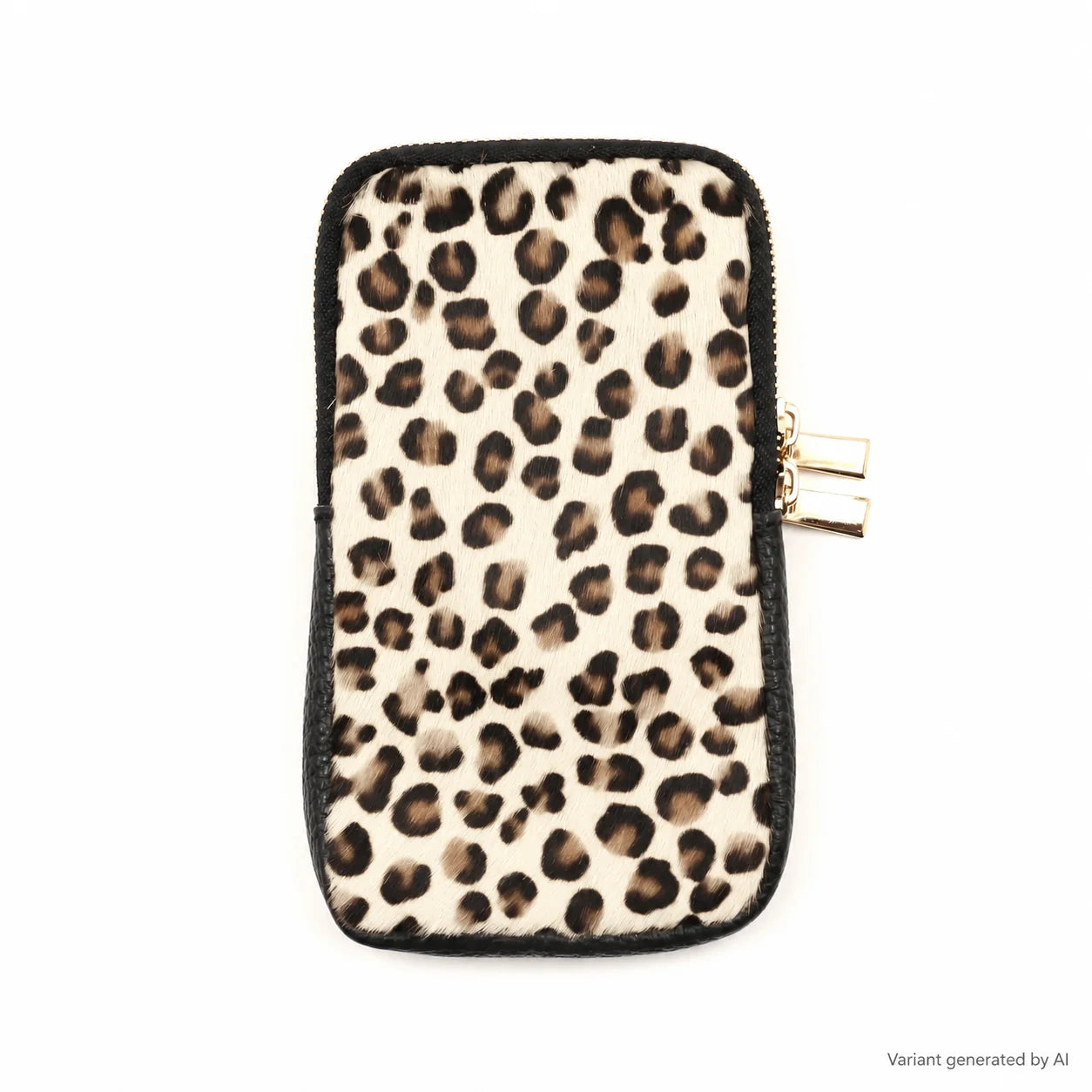 BZNA Bag Mobile geflecktes Weiß Handy Umhängetasche aus Leder Felltasche mit Reißverschluss - B Z N A
